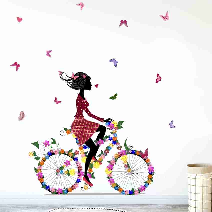 Bicycle with sale flowers wall art