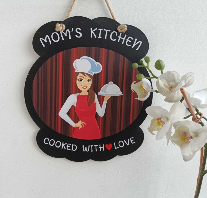 printcart Mom's Kitchen Cooked with Love Pine Wooden Wall Door Hanging (10  inch x 9inch) Price in India - Buy printcart Mom's Kitchen Cooked with Love  Pine Wooden Wall Door Hanging (10