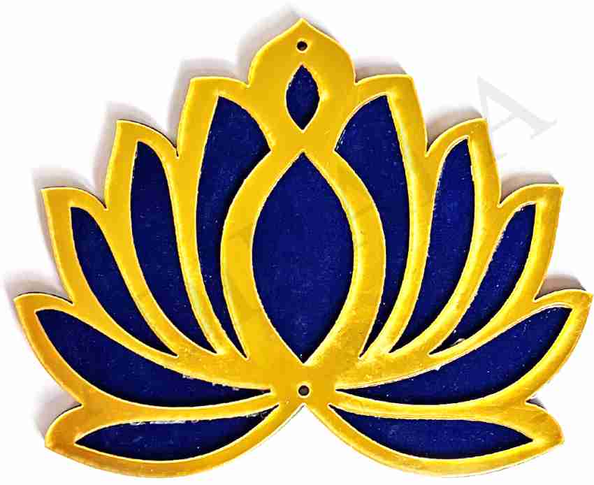 ADIKALA Blue Velvet & Golden Acrylic Lotus Flower Cutout for DIY