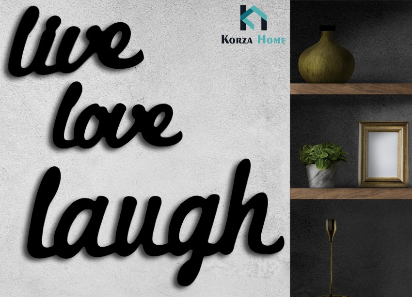 KORZA HOME Pine Wood Live Love Laugh Ready To Hang Laser Cutout