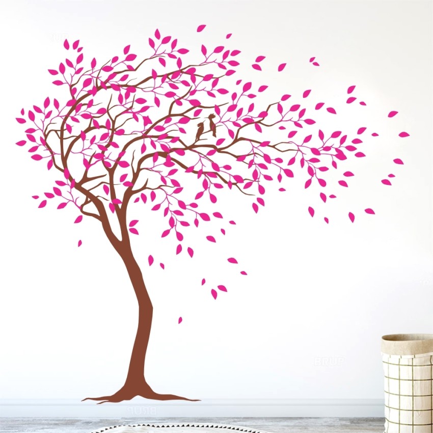 LVIN Pink Cherry Flower Blossom Floral Decal Wall Stickers For