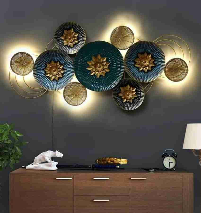 Royal Heritage crafts Green Blue And Golden Flower LED Metal Wall Art For Home Decoration 120X50 CM Price in India Buy Royal Heritage crafts Green Blue And Golden Flower LED Metal