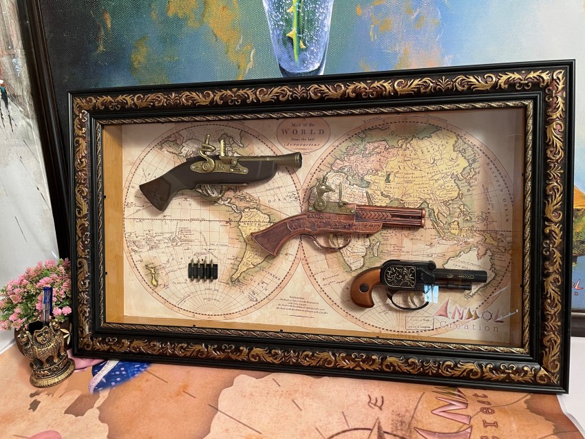 Vintage Brass Guns / Antique Handgun Wall Hangings