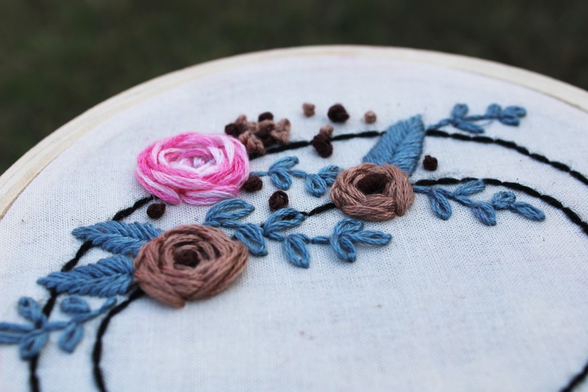 Hand Embroidery : Floral Hoop Art Embroidery Design for Beginners