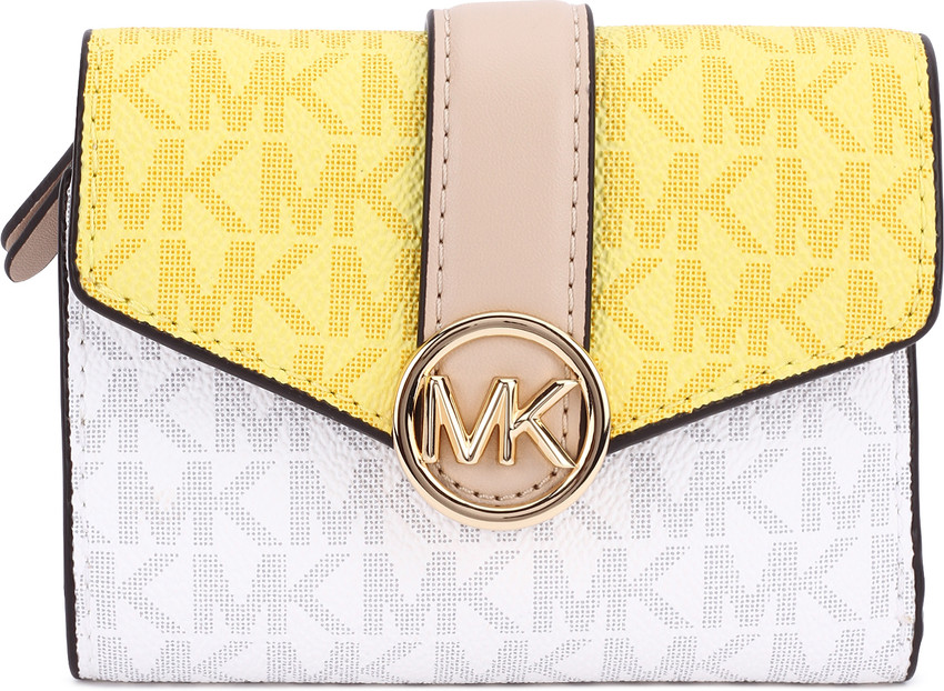 MICHAEL KORS Women Casual White Genuine Leather Wallet Yellow Price in India Flipkart