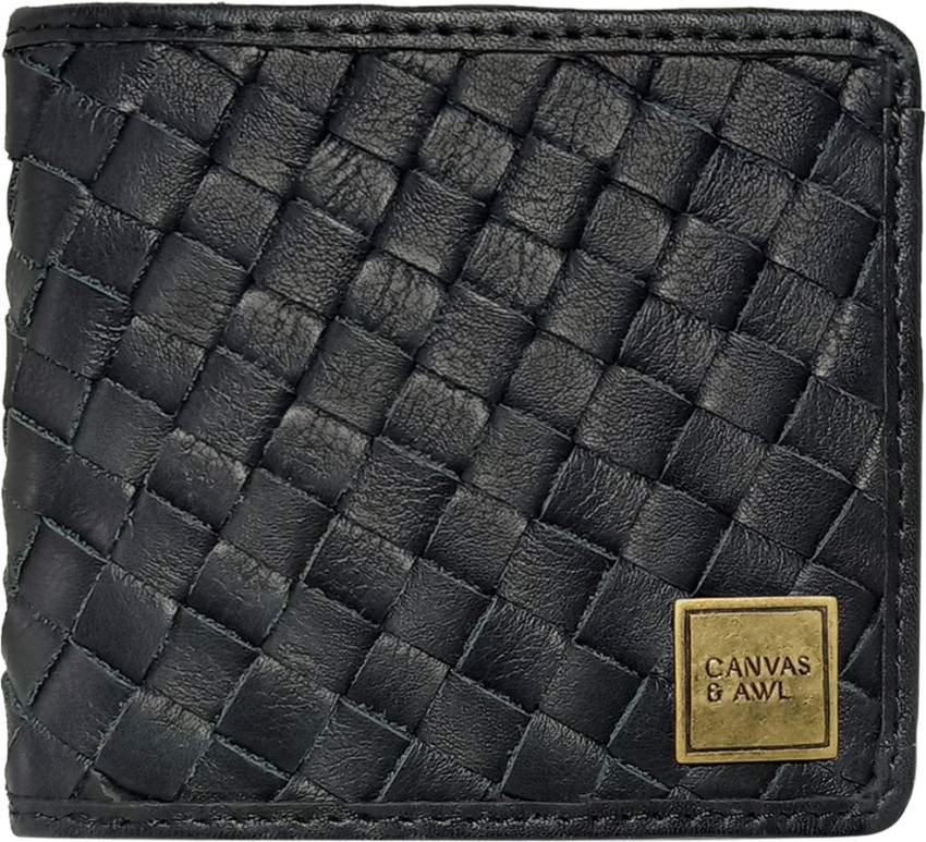 Woven Black Leather Wallet for Men Stylish Designer Wallet 
