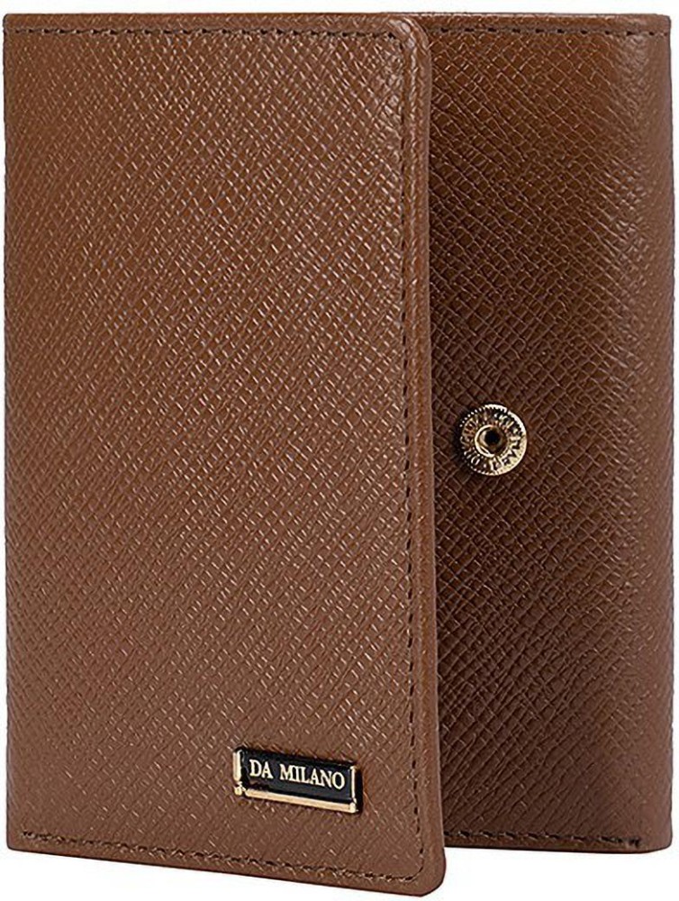 Da Milano Monogram Plain Leather Mens wallet - Brown & Cognac