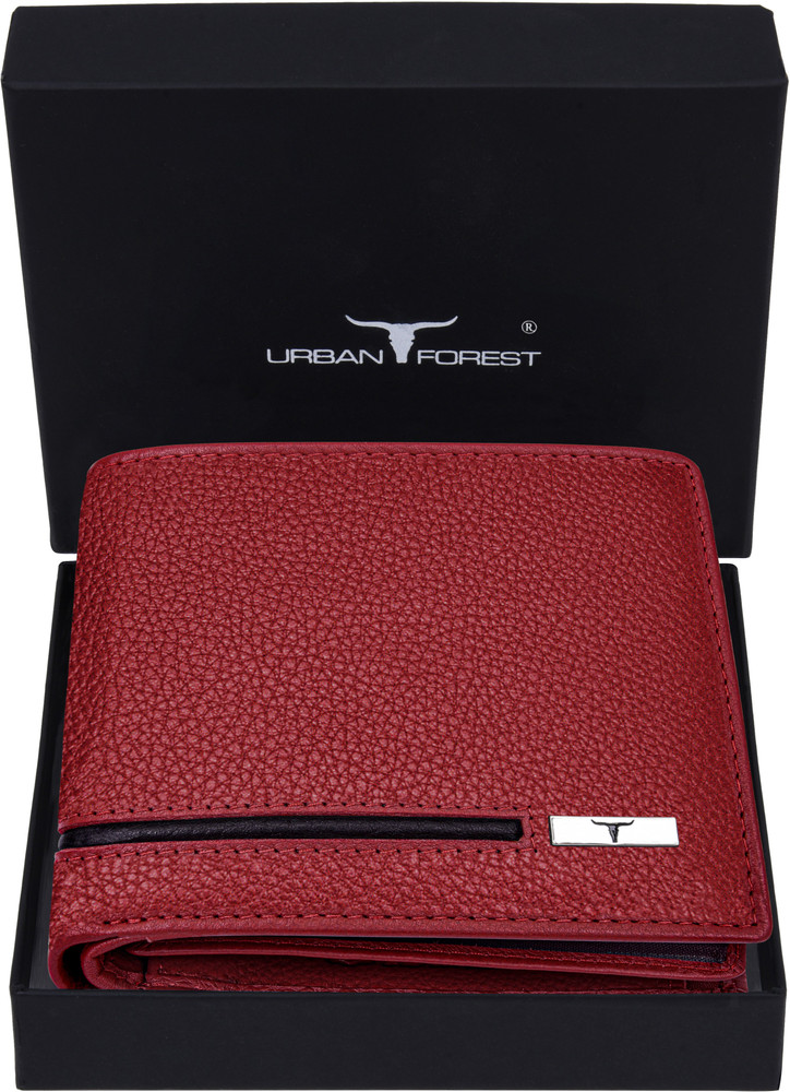 URBAN FOREST Men Red Genuine Leather Wallet Red Black Price in