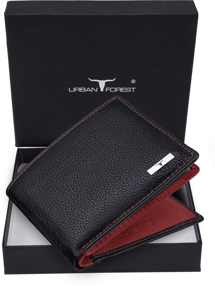 URBAN FOREST Men Casual Formal Travel Trendy Black Genuine Leather Wallet BLACK RED Price in India Flipkart