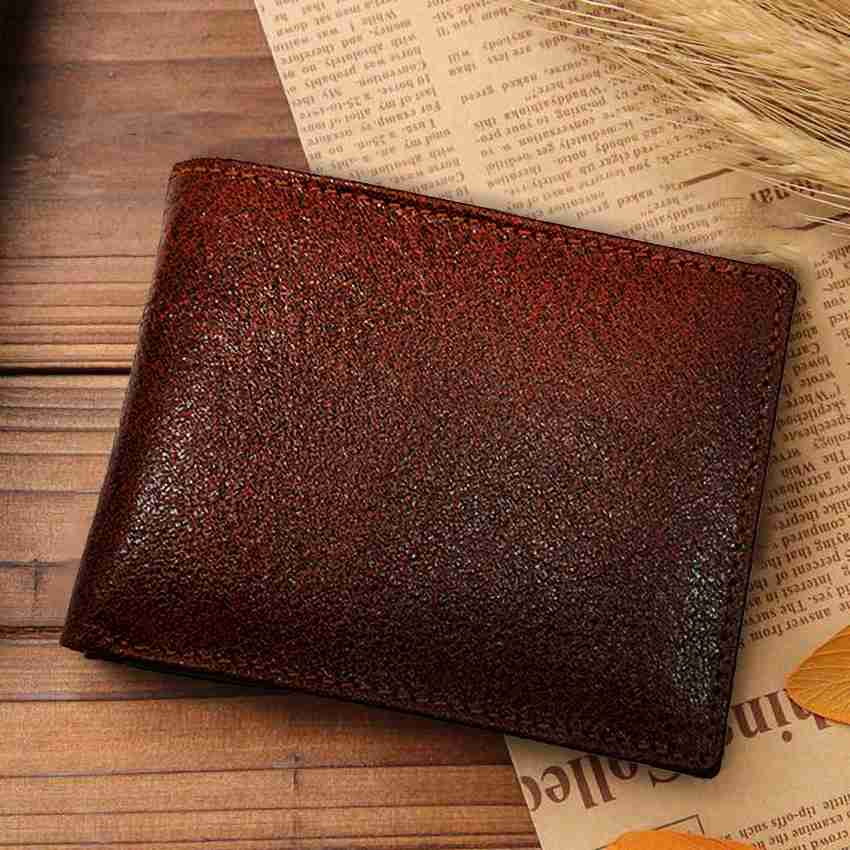 THEME VINTAGE Men Casual Brown Genuine Leather Wallet Brown