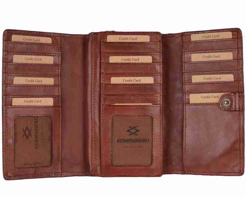 Kompanero Cognac Genuine Leather Ladies Wallet