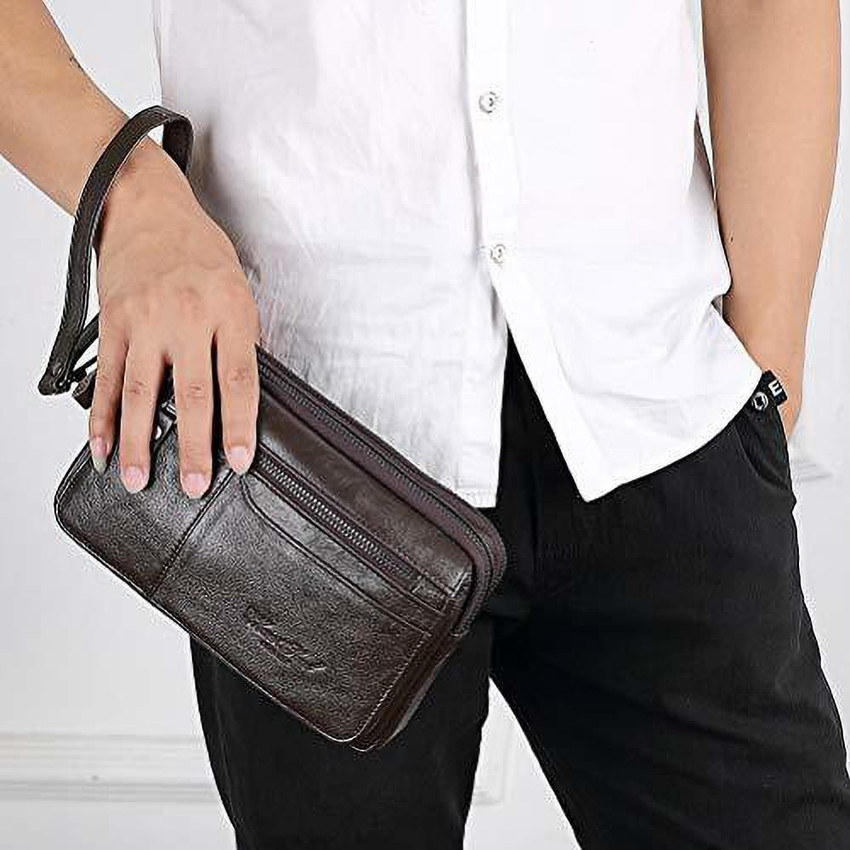 Meigardass Men Khaki Genuine Leather Wallet Khaki Price in India