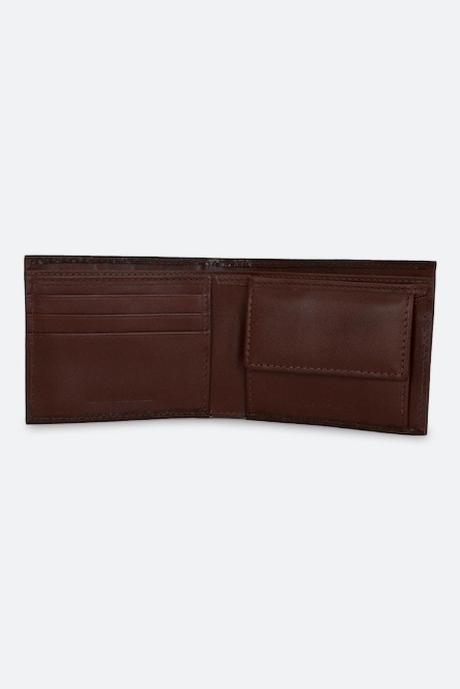 Buy Louis Philippe Men Coffee Brown Solid Leather Two Fold Wallet