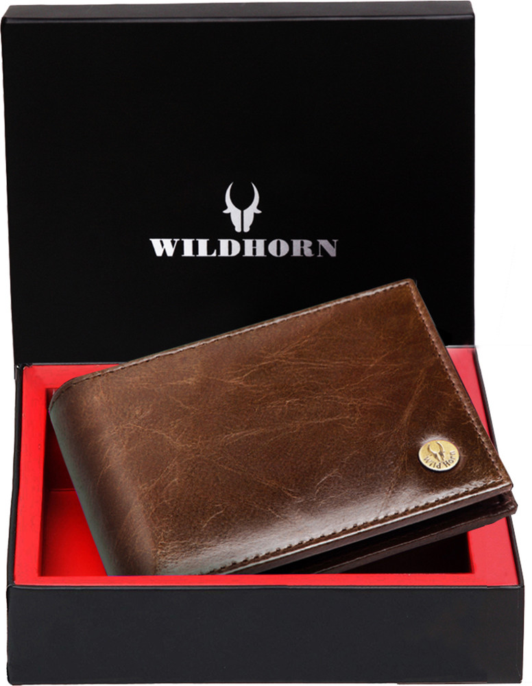 WILDHORN Men Casual Brown Genuine Leather Wallet Brown Crunch