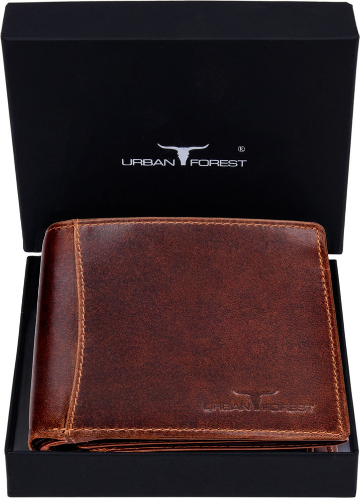 URBAN FOREST Men Casual Brown Genuine Leather Wallet Caramel Brown