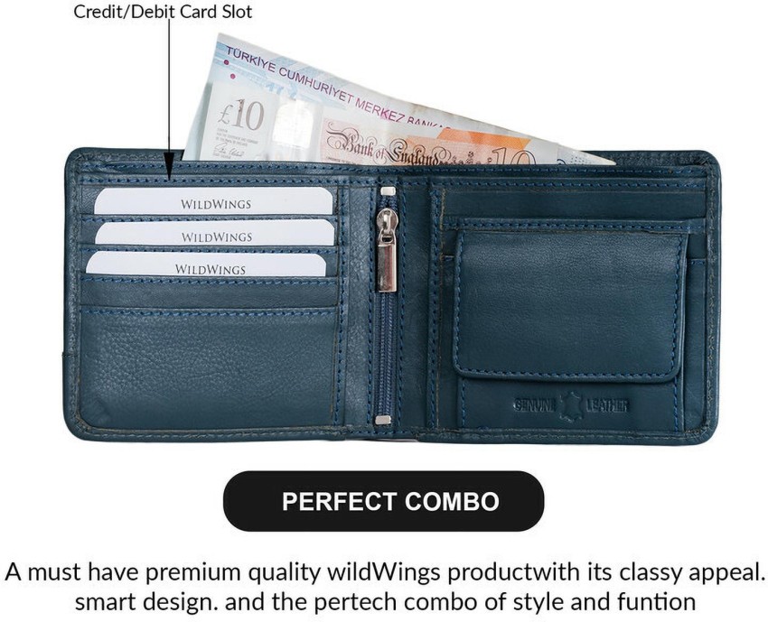 Wildwings Men Trendy, Casual Blue Genuine Leather Wallet