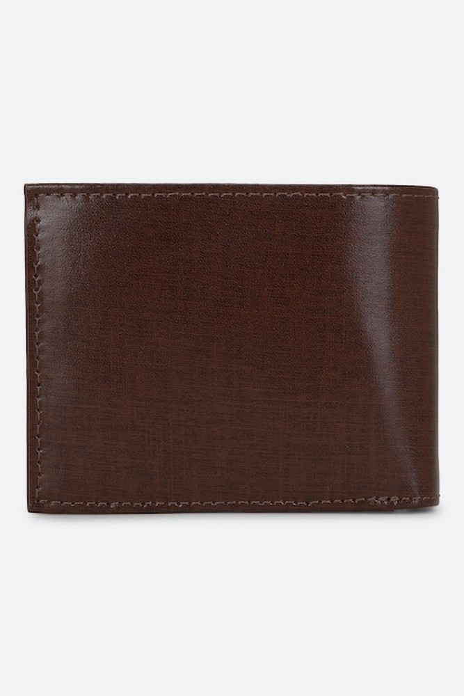 Buy Louis Philippe Men Coffee Brown Solid Leather Two Fold Wallet