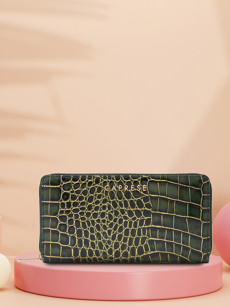 Caprese Women Casual Green Artificial Leather Wallet Green Price in India Flipkart
