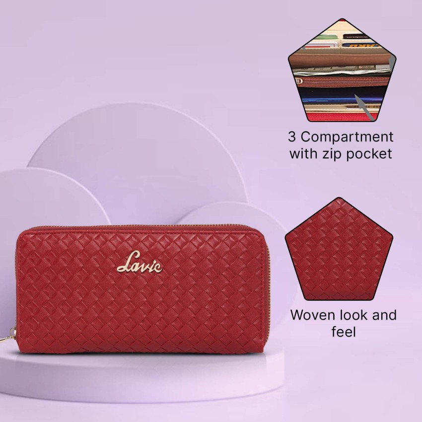 LAVIE Women Casual Red Artificial Leather Wallet RED Price in