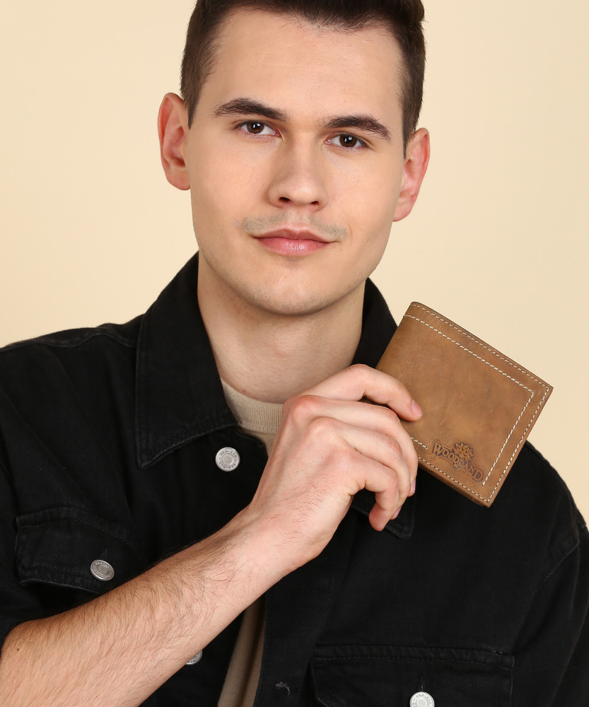 Wood land leather tan casual regular wallet pu khaki formal short wallet sale