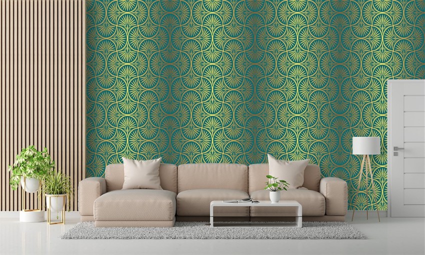 Galerie Italian Textures 2 Distressed Texture Wallpaper - 9785 - Dark Green  / Gold