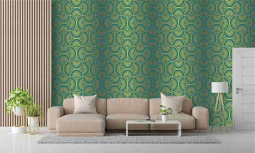 Green and outlet gold wallpaper