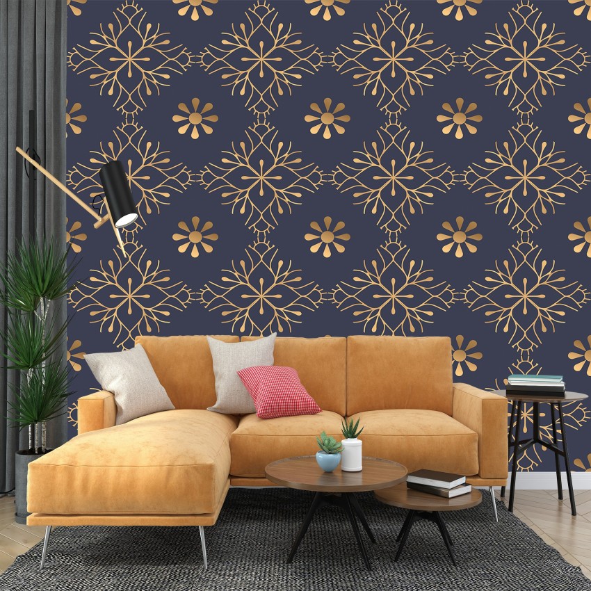 Marble Gold Blue Wallpaper Mural  Giffywalls