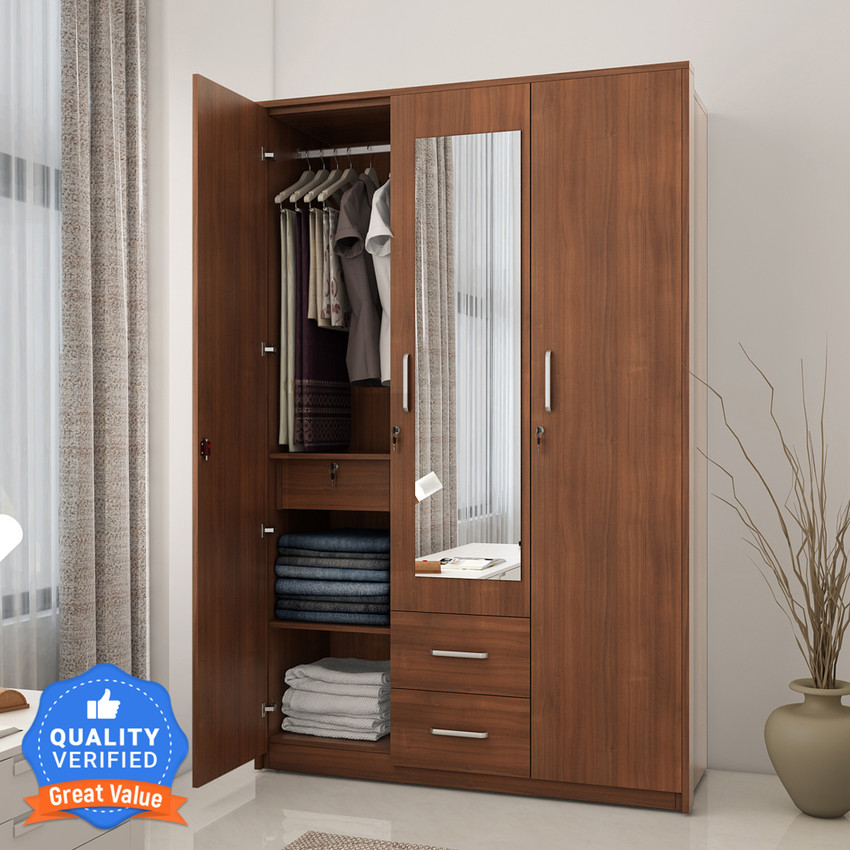 SPACEWOOD Apex Engineered Wood 3 Door Wardrobe Price in India