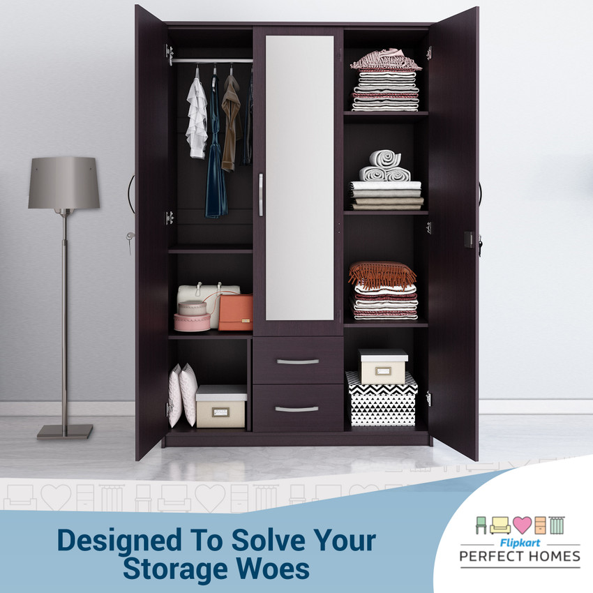 Flipkart Perfect Homes Olympus Engineered Wood 3 Door Wardrobe