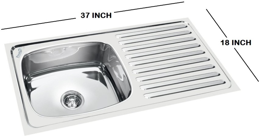 Prestige Premium quality (37x18x8Inch) Drain board Stainless steel  Chrome Finish Kitchen Sink With Waste Coupling ,Vessel Sink (SILVER) Vessel  Sink Price in India - Buy Prestige Premium quality (37x18x8Inch) Drain  board Stainless