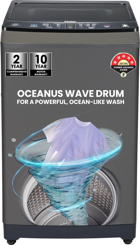 Haier 8 Kg 5 Star Fully Automatic Top Load Washing Machine (HSW80-678ES8,  Oceanus Wave Drum, 2023 Model, Dark Jade Silver) : Amazon.in: Home & Kitchen