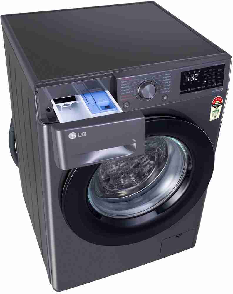 LG 7 kg AI Direct Drive Technology Fully Automatic Front Load Washing Machine with In built Heater Black Grey Price in India Flipkart