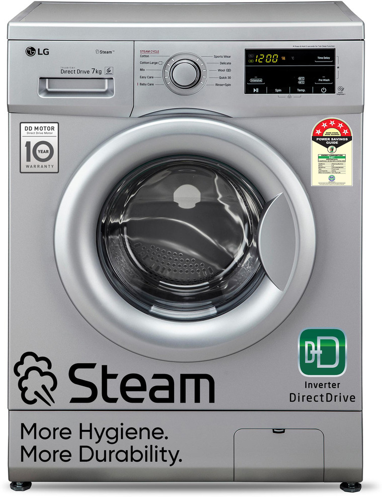LG 7 kg with Steam,inverter Fully Automatic Front Load Washing Machine with  In-built Heater Silver Price in India - Buy LG 7 kg with Steam,inverter Fully  Automatic Front Load Washing Machine with