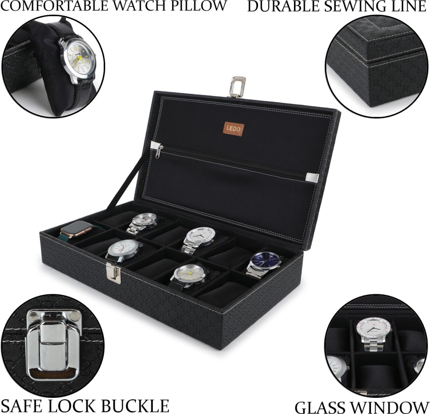 LEDO Men's and Women's Watch Box Holder Organizer Case in Black color in  Gray Velvet Watch Box Price in India - Buy LEDO Men's and Women's Watch Box  Holder Organizer Case in