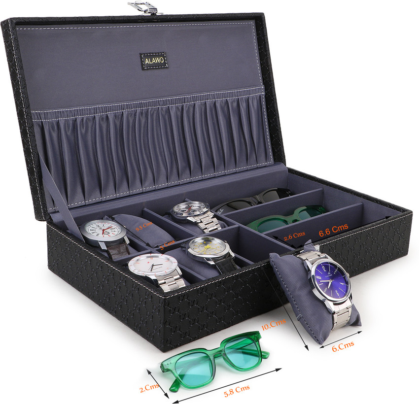 ALAWO Watch Box Sunglasses Case with 6 Slots for Watches and 3