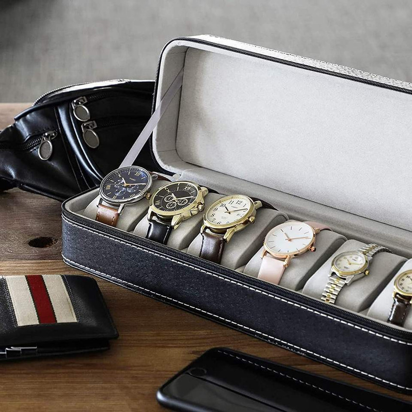 Foschini 6 Slot PU Leather Men Watch Box Display Case Organizer Watch Box Price in India Buy Foschini 6 Slot PU Leather Men Watch Box Display Case Organizer Watch Box online