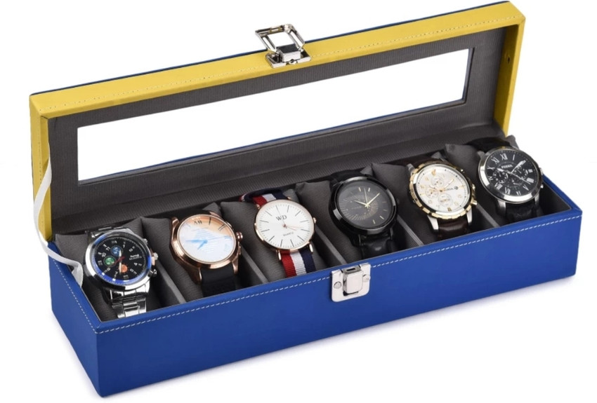 WATCHHUT Blue Yellow color for 6 watches Watch Box Blue Yellow Holds 6 Watches Watch Box Price in India Buy WATCHHUT Blue Yellow color for 6 watches Watch