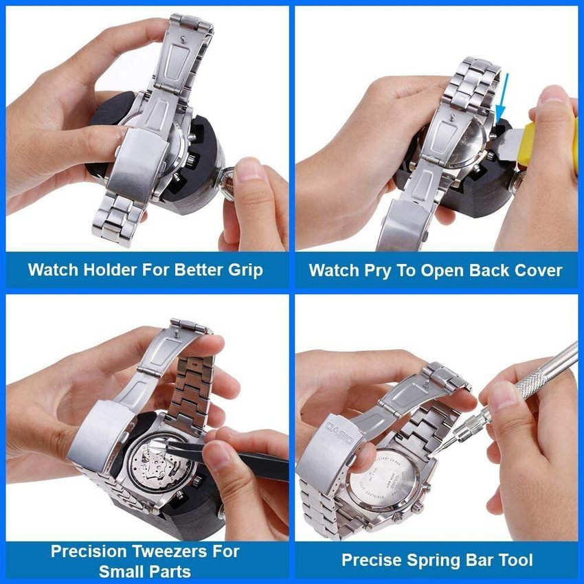 uptodatetools 147pcs Watch Repair Tool Kit Professional Wrist Watch Band Link Back Pin Strap Removal 147 piece Watch Repair Kit Price in India Buy uptodatetools 147pcs Watch Repair Tool Kit Profession...