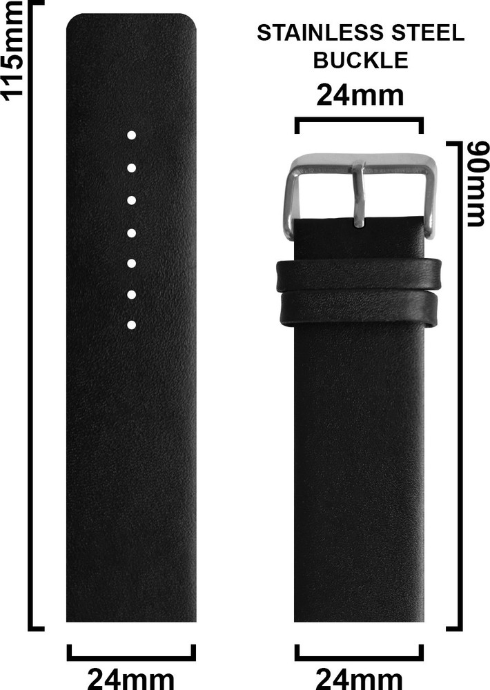Rayyn CAMELLO PLAIN DESIGN 24 mm Genuine Leather Watch Strap