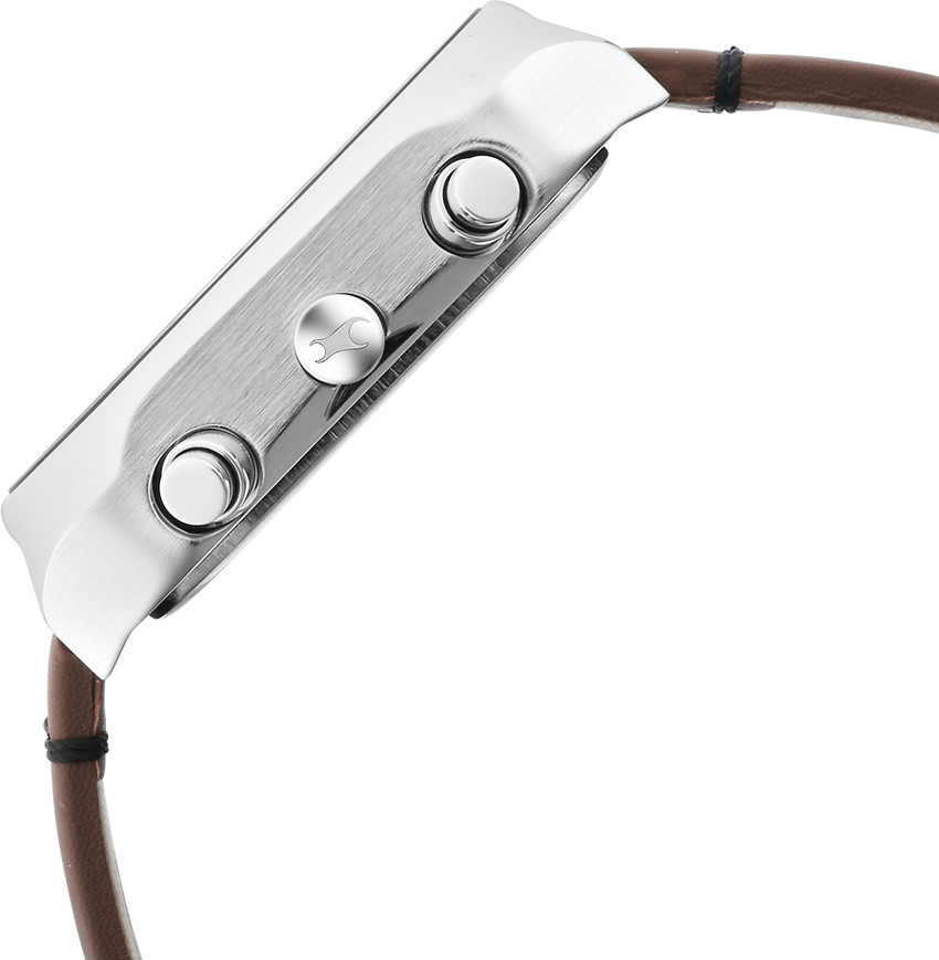 Fastrack Fleek Quartz Multifunction Grey Dial Leather Strap Analog 
