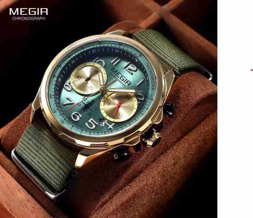 MEGIR Mens Watch Chronograph Luxury Watch with 2 Green Straps Wrist Watch For Men Analog Watch For Men Buy MEGIR Mens Watch Chronograph Luxury Watch with 2 Green Straps Wrist