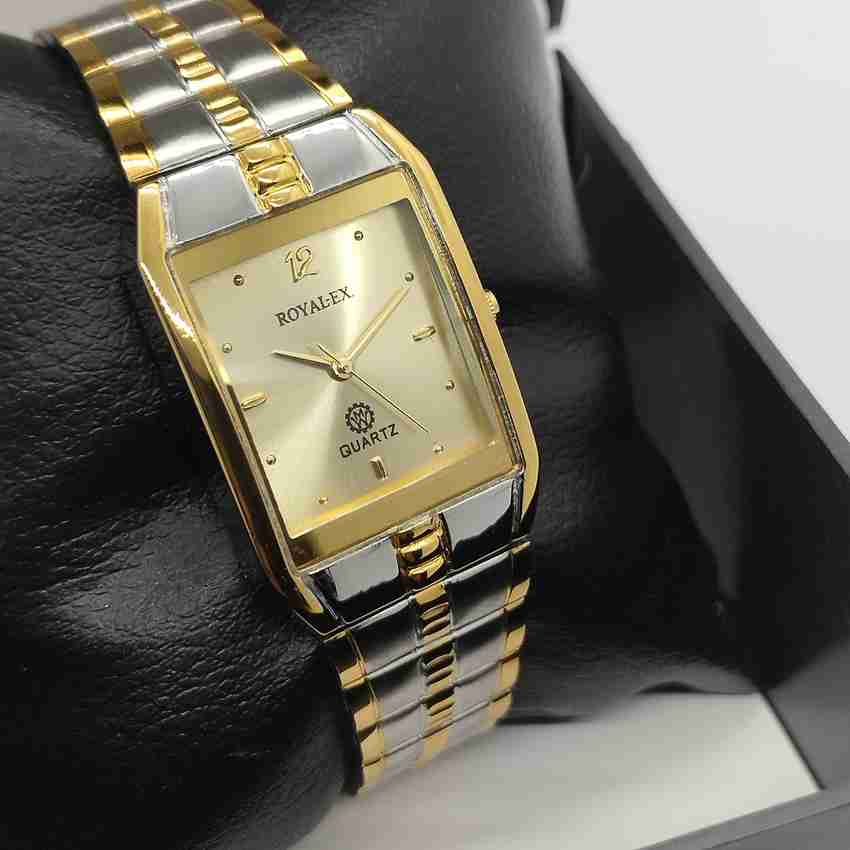 Royalex Premium Quality Watch Golden Dial Silver Gold Mix Case wsith Chain for Men s With Silver Gold Mix Chain for Men s Analog Watch For Men Buy Royalex Premium Quality Watch Golden Dial Silver Gold