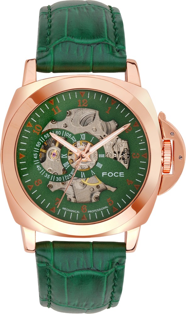 Foce FOCE Mechanical Automatic Green Dial Leather Strap FC14RG02LGR FOCE Mechanical Automatic Green Dial Leather Strap Analog Watch For Men Buy Foce FOCE Mechanical Automatic Green Dial Leather Strap