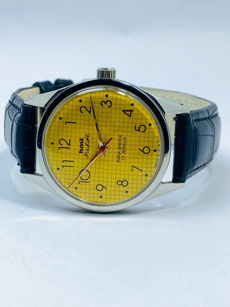 DIXOT Rare Hmt Pilot Yellow Dial Hand Winding Men s Watch FHF