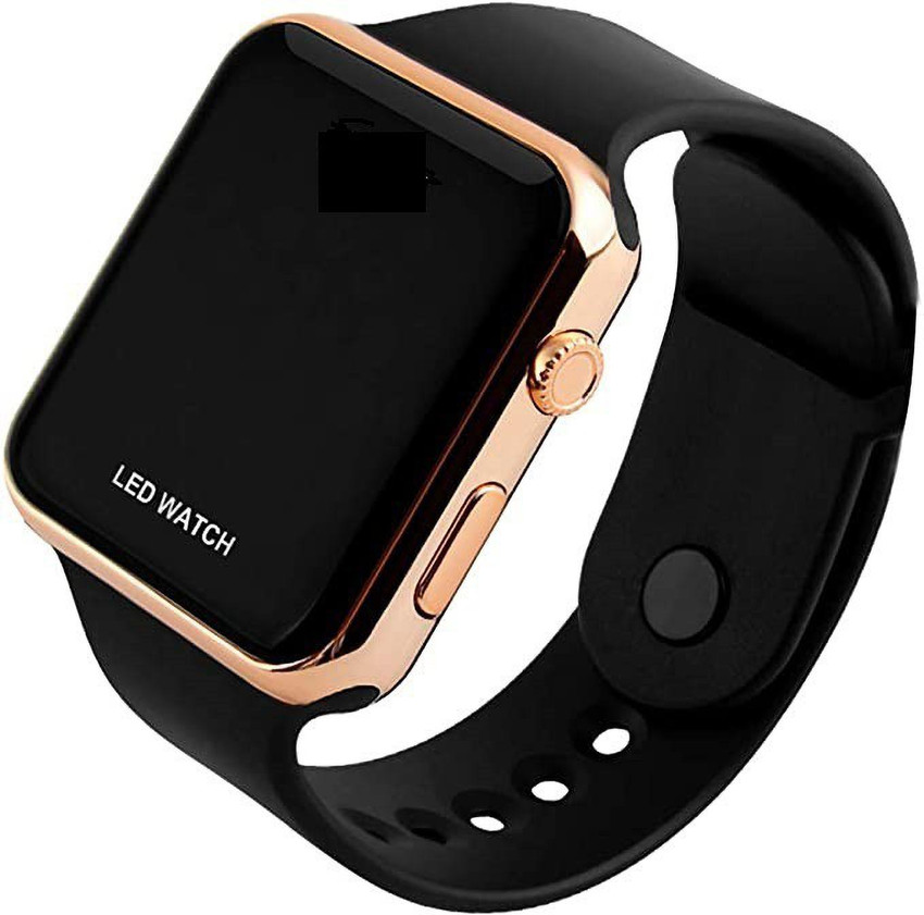 New square mirror face silicone band digital watch red led store