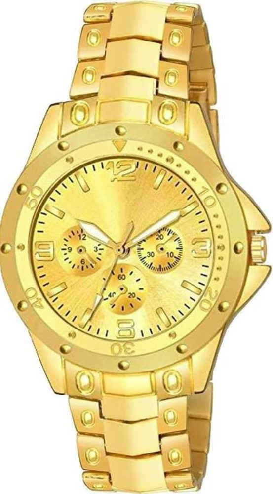 Golden colour watch for man sale