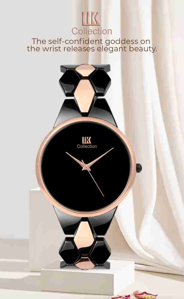 IIK Collection IIK 1069W Round Black Formal Dial with Black and