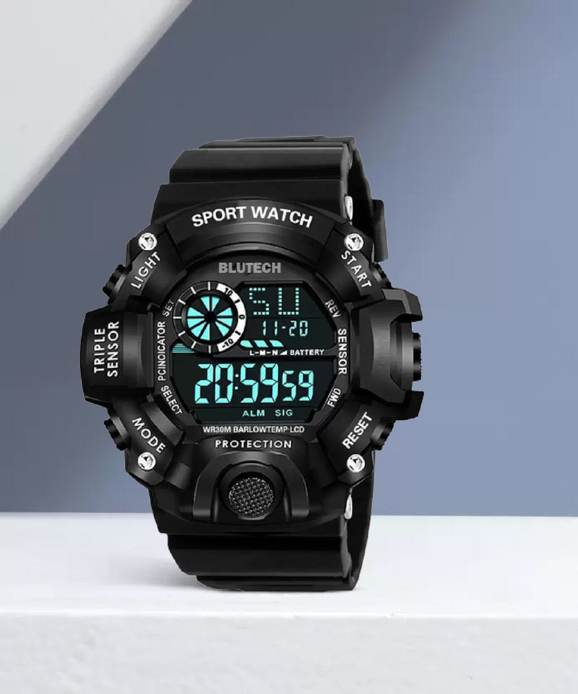 Digital watch with day and date deals