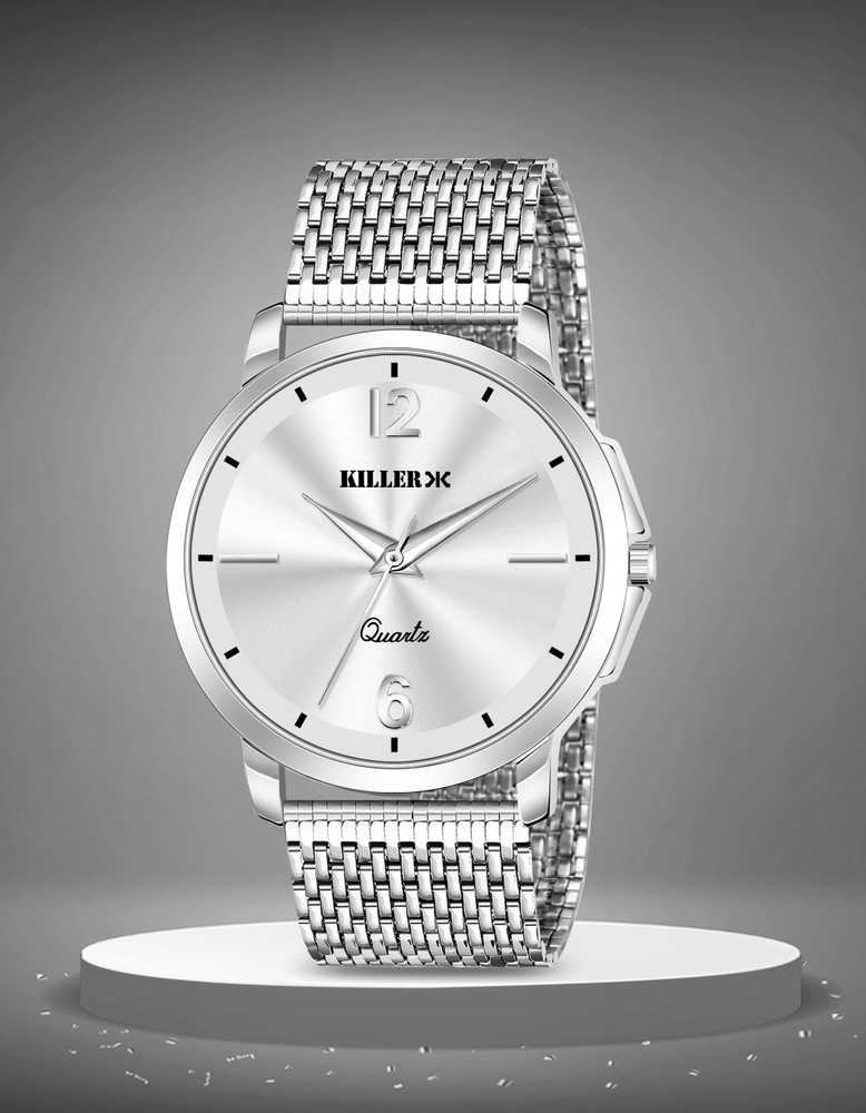 KILLER KL 9300 SILVER Big Dial Analog Watch For Men