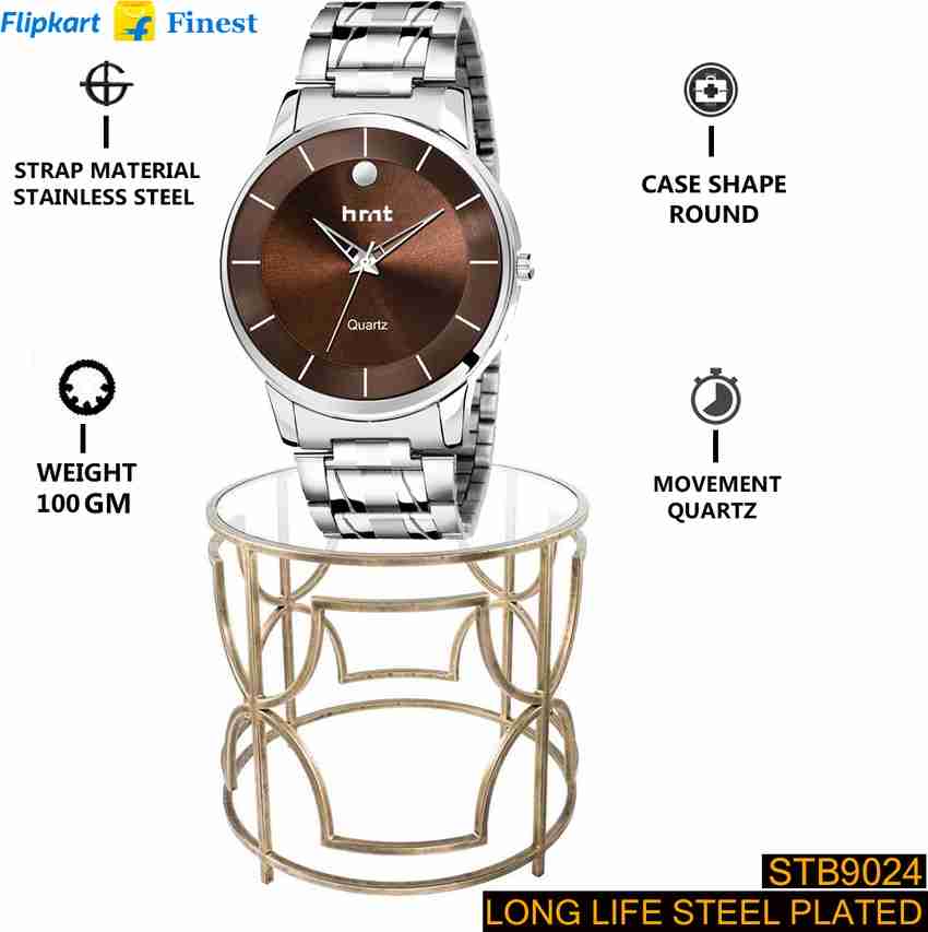hrnt TS B9024 B9024 Stainless Steel Brown Watch For Men Wrist